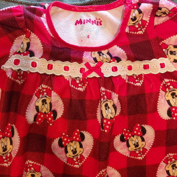 Girls Disney Minnie Mouse Red White Plaid Nightgown Size 4 - Picture 2 of 4